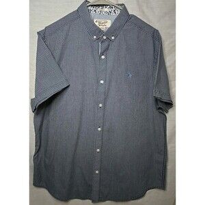 Penguin Munsingwear Short Sleeve Button Shirt Checkered, Blue, Sz Youth XL